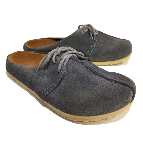Birkenstock Shoes - Birkenstock Birki's Mules Shoes Womens Size 9 Blue Suede Slip On Clog Lace Up